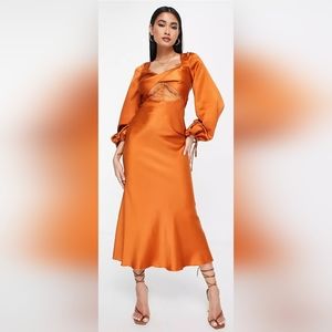 Elegant Satin Orange Dress